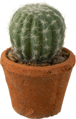 J-Line plant Cactus Rond In Pot - kunststof - groen
