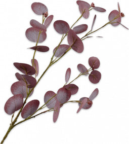 Silk-ka Kunstbloem-Zijden Bloemen Eucalytus Tak Bordeau-Groen 79 cm Per 2 Stuks