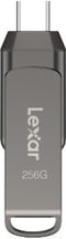 Lexar JumpDrive D400 - Dual Drive - USB 3.1 en Type-C - 256GB Grijs