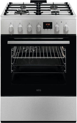 AEG CKB64414BM - Fornuis - Gas - 4 pitten - 57 liter oven - RVS/zwart - 60 cm