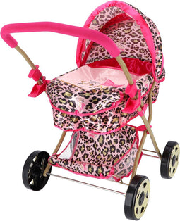 Glam Crew - Poppenwagen Daisy - Luipaardprint - Roze/Goud - Kinderen