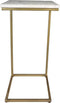 Bijzettafel Read - 32x32x65 cm - Wit/goud - Wit marmer/ijzer