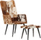 vidaXL Fauteuil met voetensteun echt leer bruin