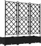 vidaXL - Tuinbak - met - Trellis - 3 - stuks - Zwart - 120x40x125,5 - cm