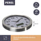 Perel Wandklok, decoratieve wandklok, analoge klok, lcd-display met thermometer, hygrometer en weersvoorspelling, rond, analoog, modern, 35 cm, aluminium, zilvergrijs