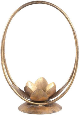 PTMD Serinda Windlicht Bloemen - 19,5 x 14 x 27,5 cm - Metaal - Goud