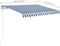 vidaXL - Luifel - handmatig - uittrekbaar - met - palen - 3x2,5 - m - blauw - en - wit