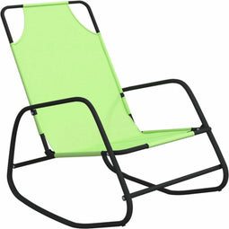 vidaXL - Ligstoel - schommelend - staal - en - textileen - groen