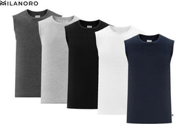 Milanoro - Mouwloze T-shirts - 100% ademend katoen - Zwart - XXL