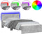 vidaXL - Bedframe - met - hoofdbord - en - LED-verlichting - betongrijs - 100x200 - cm