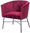 ELIOTT Fauteuil - Metalen poten - Rood fluweel - L 68 x D 59 x H 72 cm