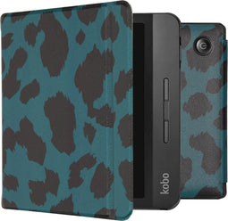 imoshion E-reader Hoesje - Geschikt voor Kobo Libra H2O - Design Slim Hard Case Sleepcover Bookcase met stand - Green Leopard