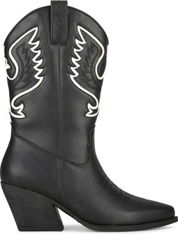 POSH by Poelman BIBI - Enkellaarzen - Cowboy stijl - Zwart