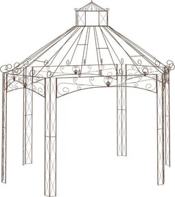 vidaXL - Tuinpaviljoen - 400x258x378 - cm - ijzer - antiekbruin