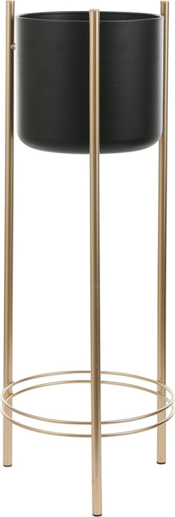 Mica Decorations Sverre Bloempot op Standaard - H81 x Ø27 cm - Zwart, Goud
