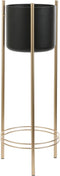 Mica Decorations Sverre Bloempot op Standaard - H81 x Ø27 cm - Zwart, Goud