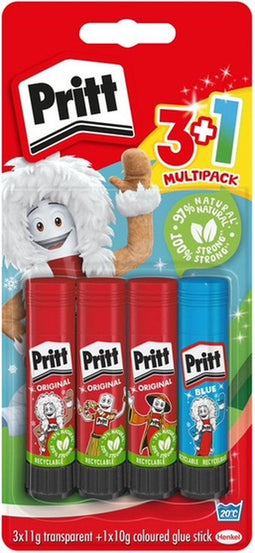Pritt lijmstift 3x11 gram + 1 stick metallic gratis - 12 stuks