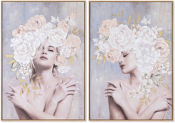 Schilderij Home ESPRIT Blommor Modern 70 x 3,5 x 100 cm (2 Stuks)