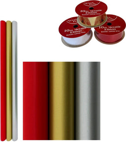 Driekleur cadeaupapier - Gecoat inpakpapier - 3 rollen 3m x 70cm - Feestdagen