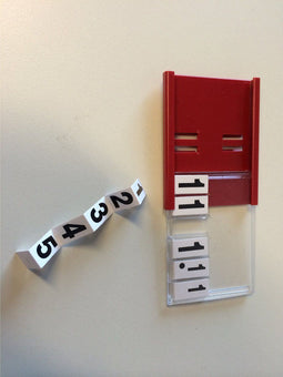 Prijskassette A8 +cijfers | 74x52 mm rood