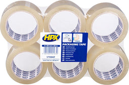 HPX Verpakkingstape - 6 rollen - 50mm x 66m - transparant (6 stuks)