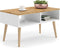 Salontafel - 90x50x55 cm - beukenhout poten - wit bruin