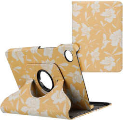imoshion Tablet Hoes - Geschikt voor Samsung Galaxy Tab A9 8.7 inch - 360° Draaibare Design Bookcase 2.0 - Yellow Flowers