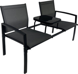 O'DADDY® Tuinbank - Tuinbank met Tafel - Weerbestendig - Zwart - 142 x 57 x 82 cm