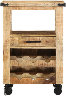 vidaXL - Keuken - Trolley - 55x40x80 - cm - Massief - Ruw - Mango - Hout