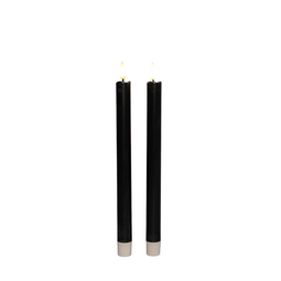 Anna's Collection - Dinerkaars led 3d vlam met timer 2 stuks h25 cm zwart