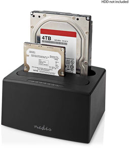 Nedis HDDUDB3210BK - Dual-bay dockingstation - USB 3.2 - Zwart