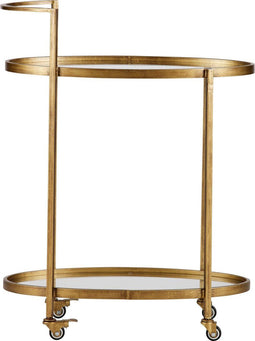 WOOOD Push Trolley - Metaal - Glazen legplanken - Antique Brass - 86x67x35 cm