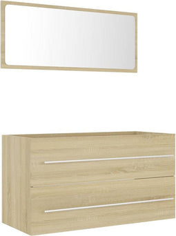 vidaXL - 2-delige - Badkamermeubelset - spaanplaat - sonoma - eikenkleurig