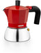 MONIX M863106 - Italiaanse Koffiezetapparaat - Aluminium en RVS - Rood