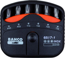 Bahco 65I/7-1 Bitset 7-delig Kruiskop Phillips, Kruiskop Pozidriv, Buiten-zesrond (TX)