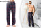 Milanoro - Set van 2 katoenen pyjamabroeken voor heren - Navy / Bordeaux geruit - XXL