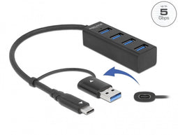 Delock 63828 - USB-hub - 4x USB Type-A - Zwart
