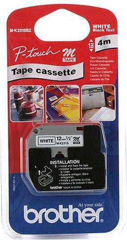 Brother Labelling Tape - 12mm - 4m niet-gelamineerd - zwart-wit