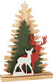 J-Line decoratie Winter Rendier Bomen - hout - mix - LED lichtjes - kerstversiering
