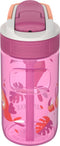 Kambukka Lagoon Drinkfles voor kinderen 400ml Toekan Love - met geïntegreerd rietje - drinkbus kinderen roze - drinkbeker voor school