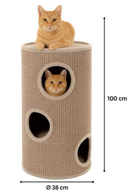 Flamingo Greta - Krabton L - 3 verdiepingen - Ø38x100 cm Grijs & Naturel & Lichtbruin