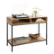 SoBuy Bijzettafel - 2 Opbergvakken - Stalen Frame - 100 x 40 x 80 cm - Hout/Metaal