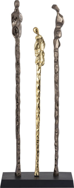 PTMD Jimm Brass casted alu statue 3 figures middle gold