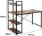 VDD Industrial Vintage Design - Bureau computertafel - 3 opbergplanken - bruin zwart