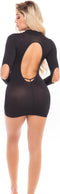 Pink Lipstick Lingerie Mini jurk DEVILISH BACKLESS, ONE SIZE Zwart