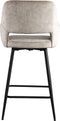 PTMD Fal LOW Velvet Khaki Bar Stool Black Metal Leg KD