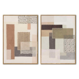 Schilderij Home ESPRIT Bruin Beige Abstract Stads 50 x 3 x 70 cm (2 Stuks)