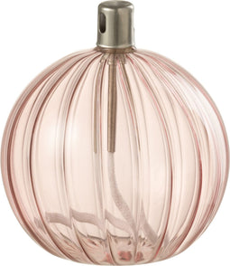 J-Line olielamp Ribbels - glas - roze - small