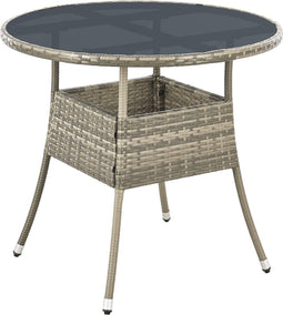 Juskys Yoro - Tuintafel - Rond 80 cm - Grijs - Incl. Glasplaat