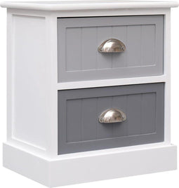 vidaXL - Nachtkastje - 38x28x45 - cm - paulowniahout - grijs